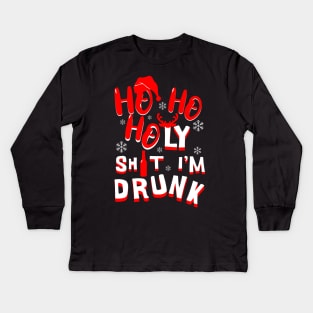 Ho Ho Holy Shit I'm Drunk - funny Christmas Kids Long Sleeve T-Shirt